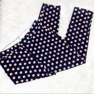 Crown & Ivy Polka Dot Navy Pink Cropped Ankle Pants Size 10
